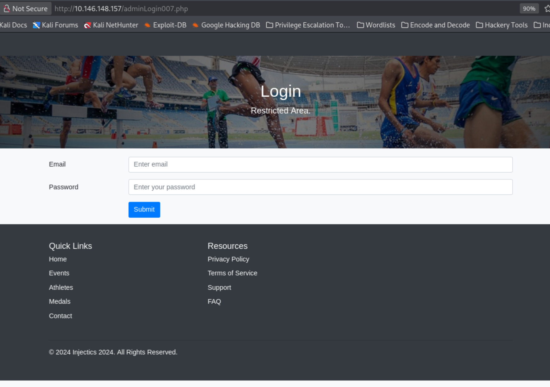 adminLogin007.php — restricted area